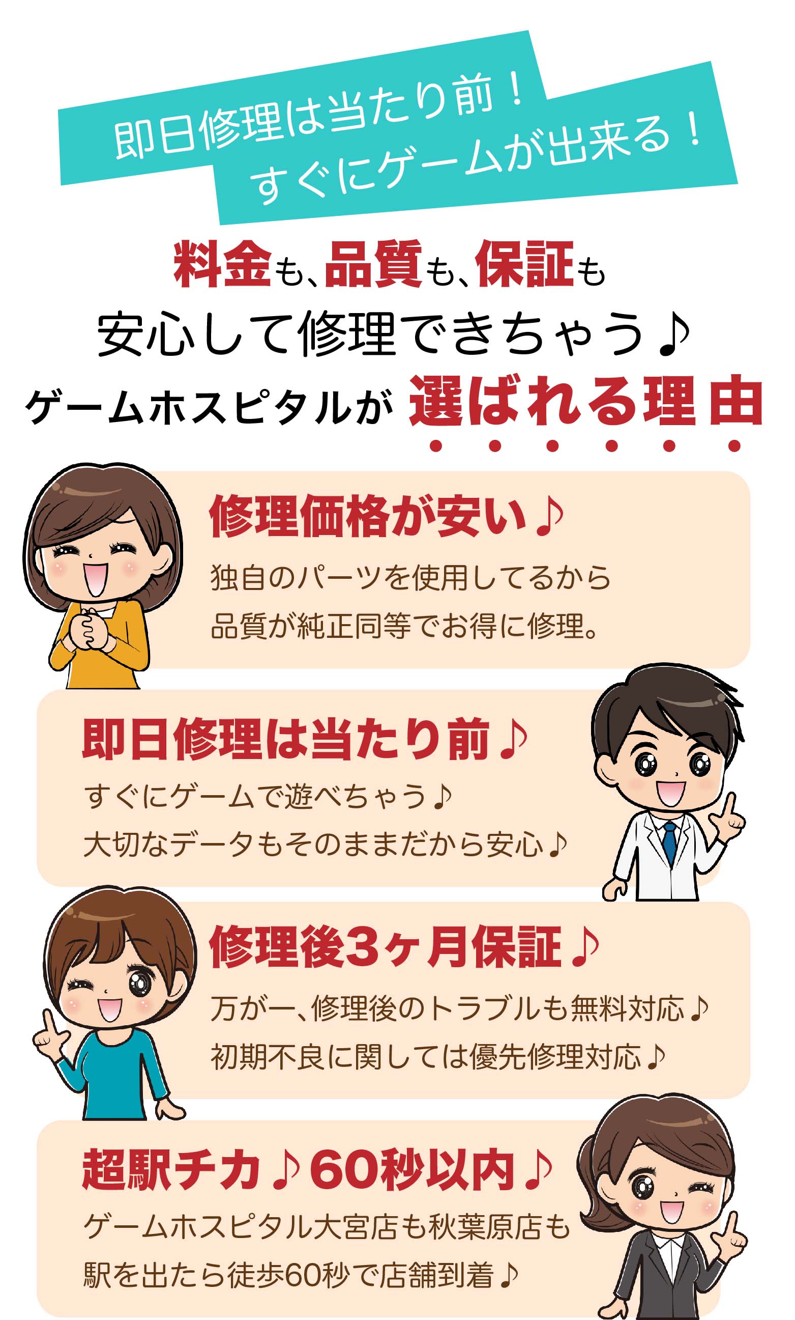 ゲームホスピタルが選ばれる理由